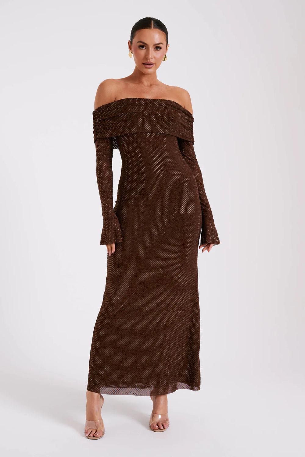 Glizerndes Off-Shoulder Kleid